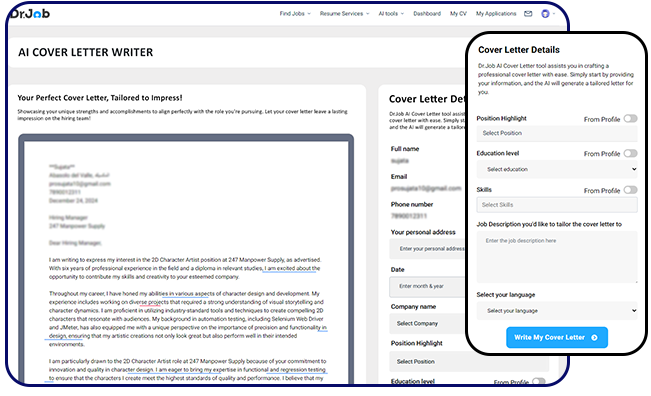 Dr. Job’s AI Cover Letter Service - Job Description