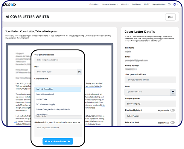 Dr. Job’s AI Cover Letter Service -Keywords